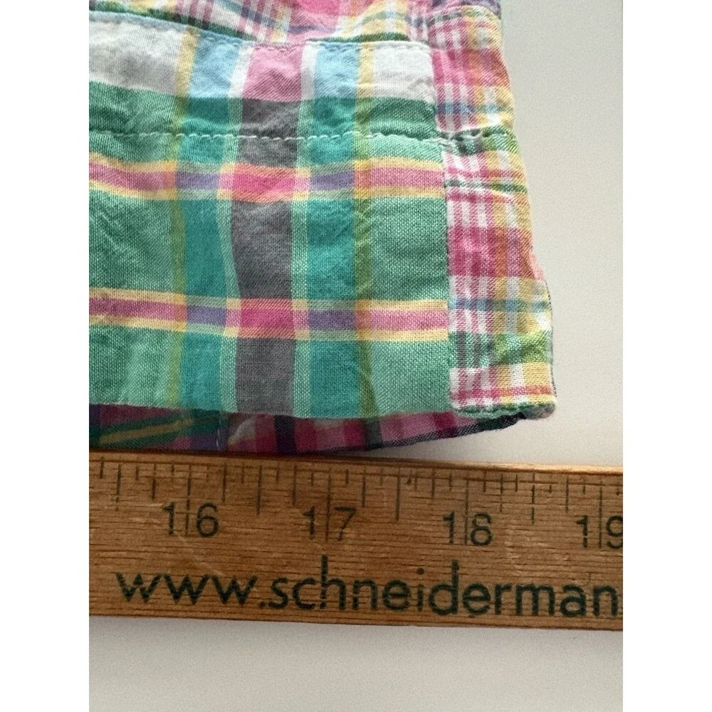 Talbots Patchwork Skirt Womens 4P Pink Blue Green Madras Plaid Preppy Beach - Picture 12 of 13
